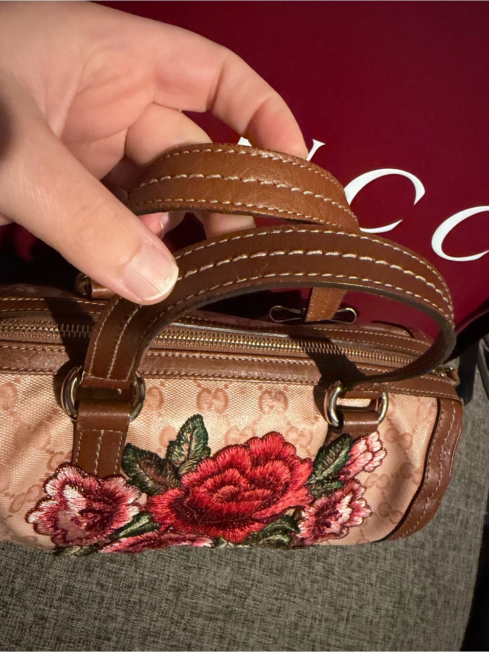 Gucci Pink/Brown GG Crystal Duchessa Small Boston Bag - Picture 6 of 16